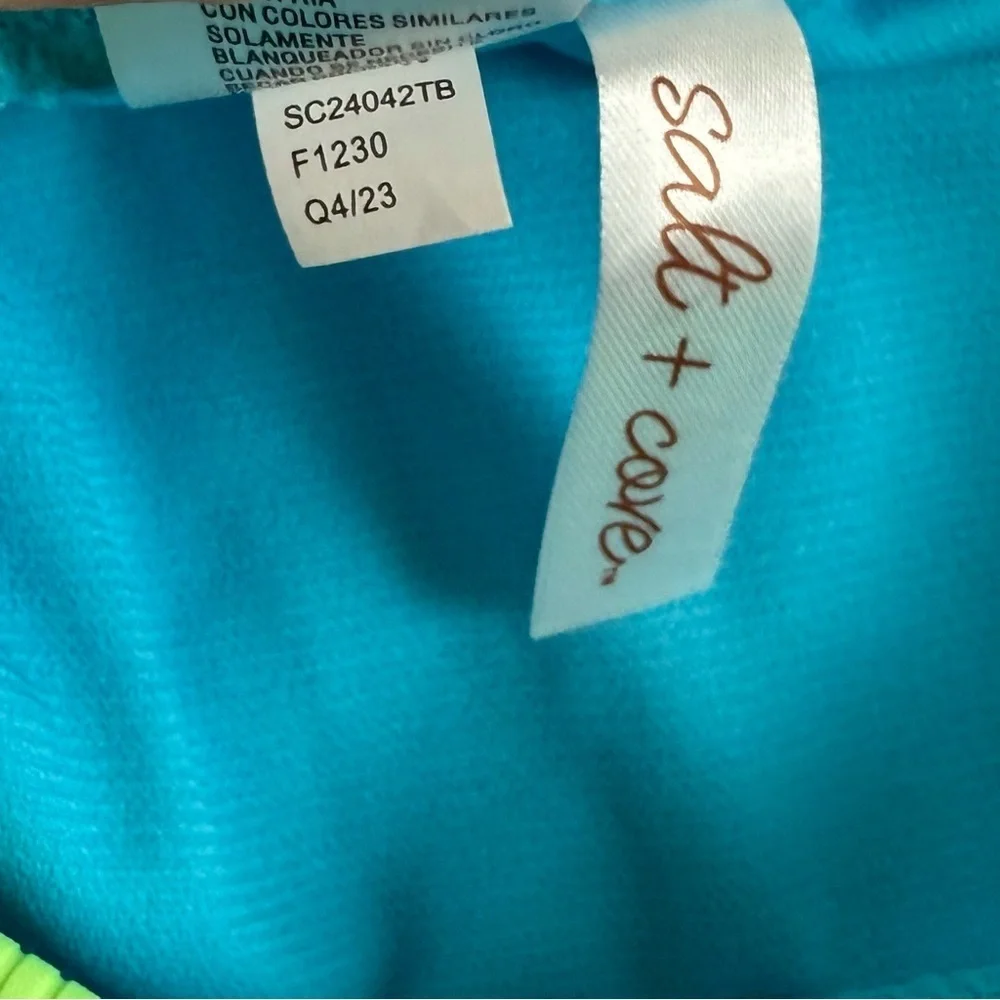 Salt + Cove Bikini Bottom Juniors Size Large Blue Green Ribbed Swim NWT